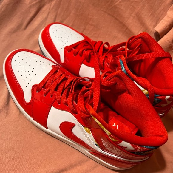 Jordan 1 Mid Barcelona Sweater Red Patent - Picture 2 of 3